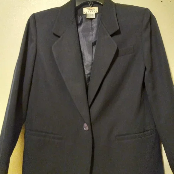 100% Wool Navy Single Breasted Blazer Capsule Academia Work Minimalist